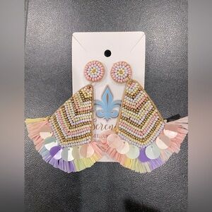 NWT Beaded birthday hat pierced earrings